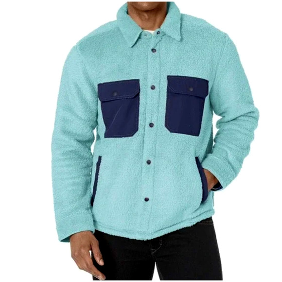 Outerknown Other - NWT Outerknown Skyline Fleece Sherpa Jacket Mens L Blue Turquoise Shacket Shirt